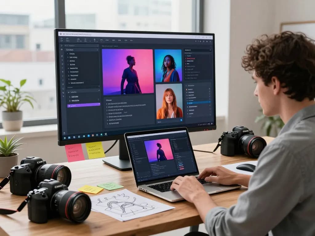 User engaging with an image to prompt ai tool, generating AI prompts from images in a modern workspace.