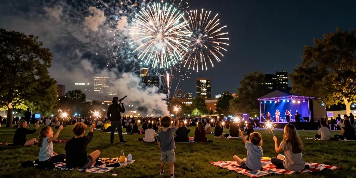 Manchester fireworks lighting up the night sky during a community celebration.