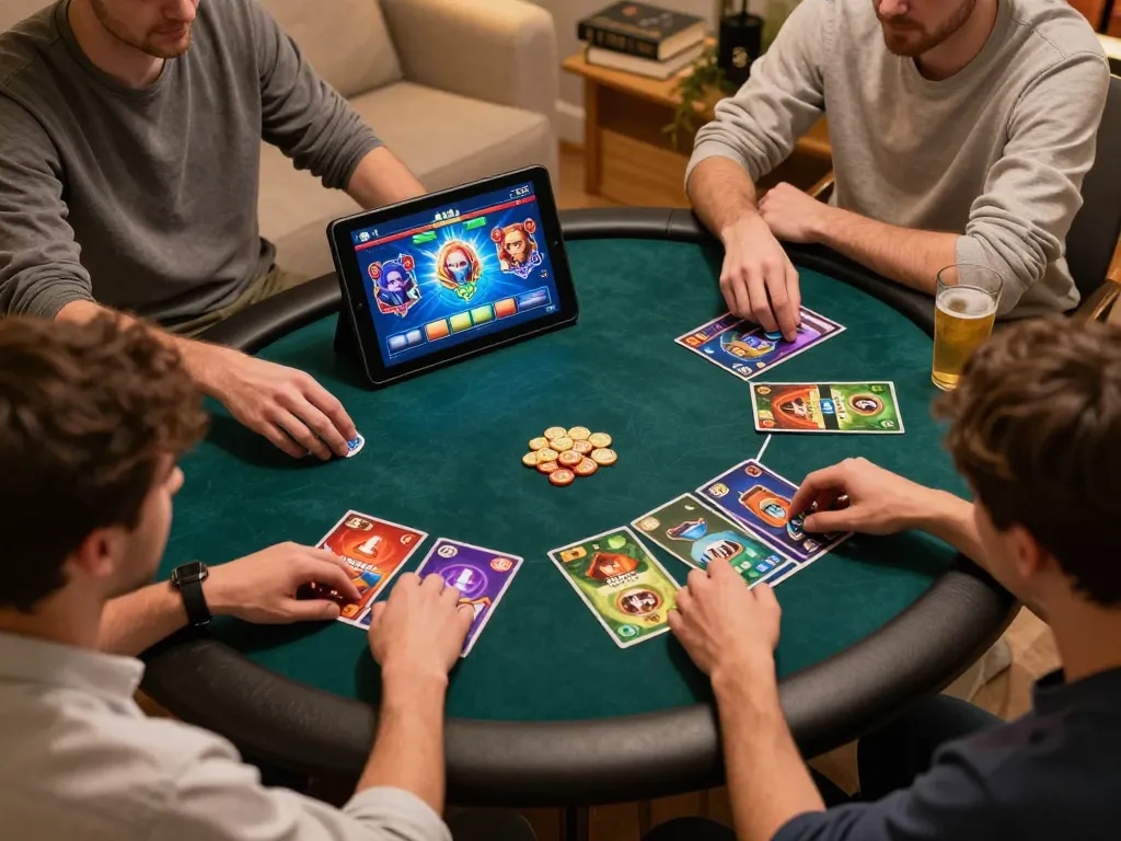 Engaged players experiencing kdslot games through a modern tablet at home, depicting a cozy gaming atmosphere.