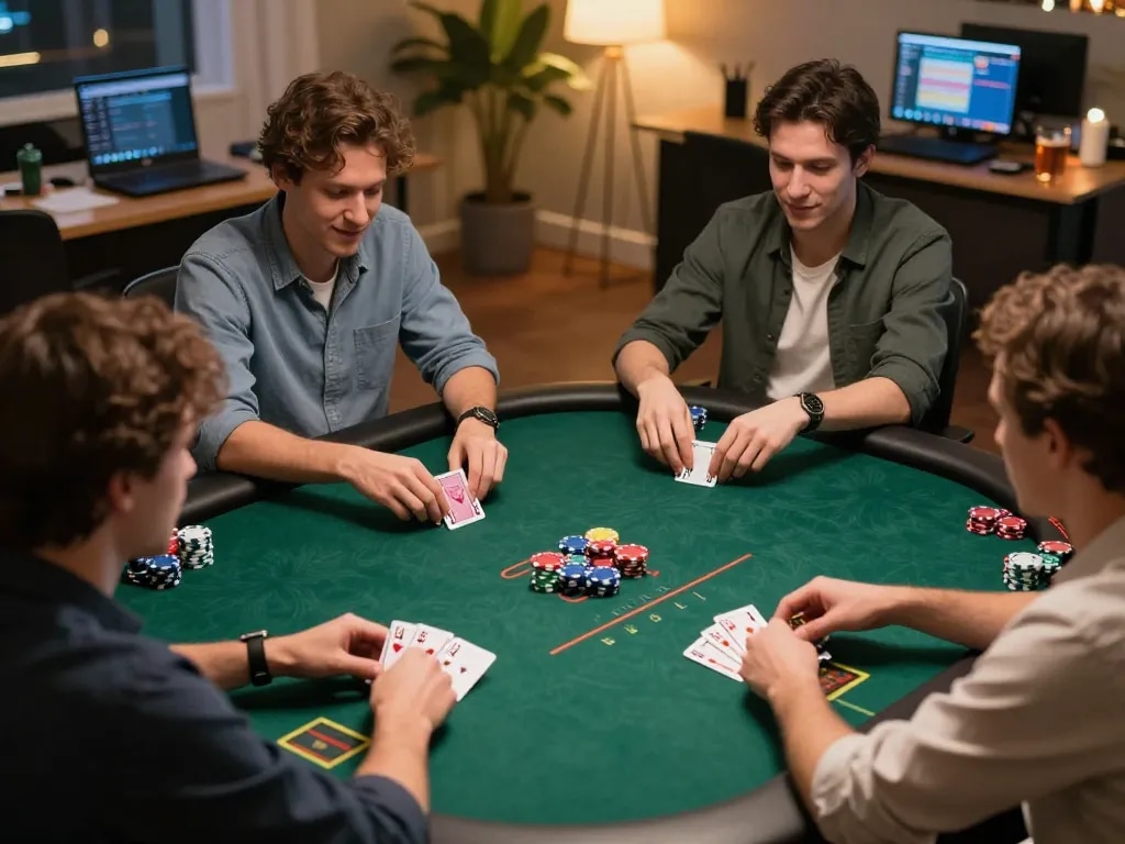 Players strategically engaging in a poker game at Hit club, showcasing intense gameplay and emotions.