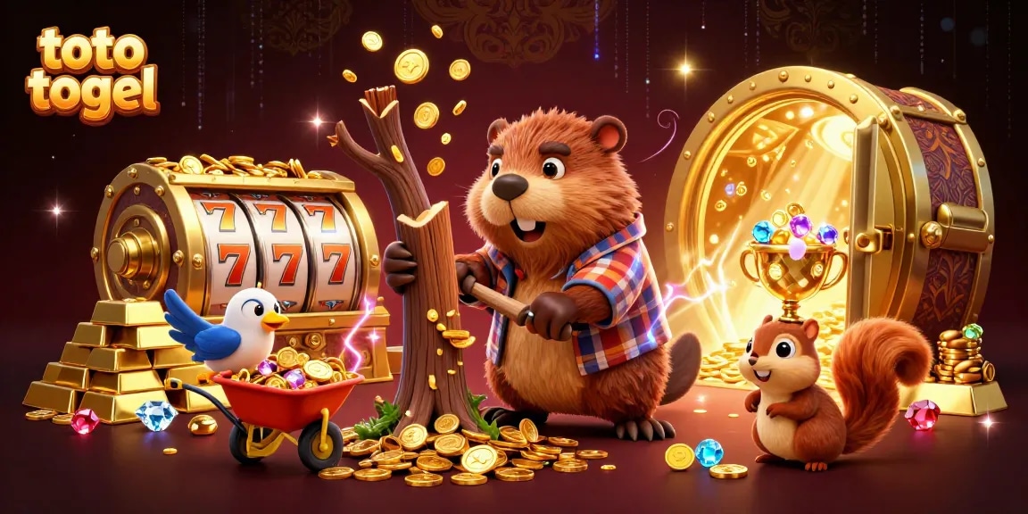 Engage in toto togel excitement with a lively scene of 3D animated characters collecting treasures.