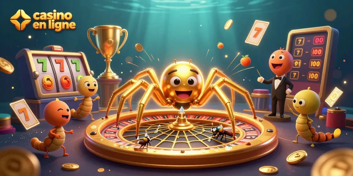 Placez vos paris au casino en ligne avec une toile dorée en forme de roulette.