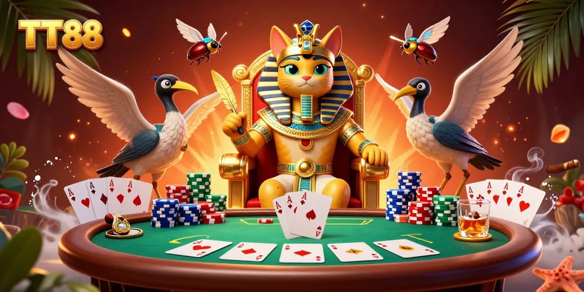 Experience the excitement of TT88 with a vibrant 3D rendering of a royal casino scene featuring dynamic gambling elements.