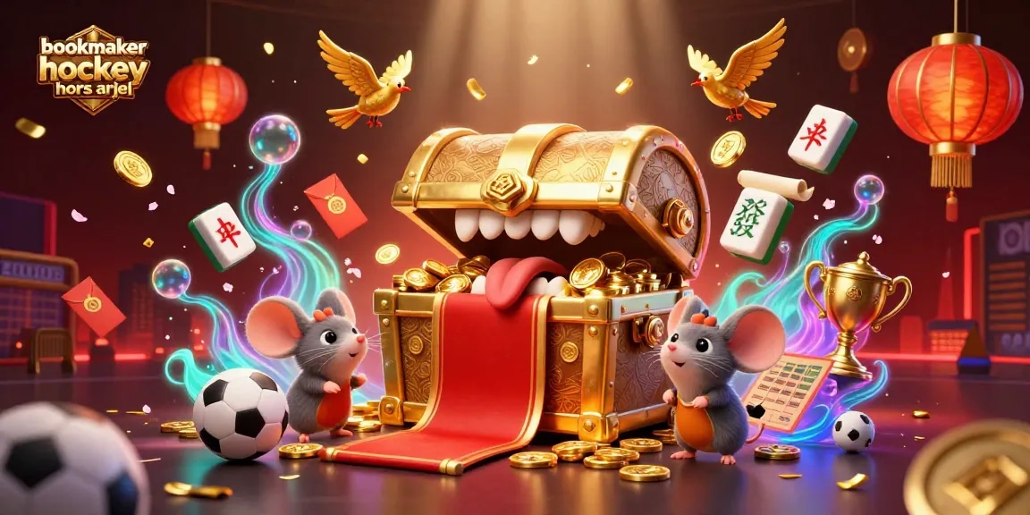 Pariez sur le bookmaker hockey hors arjel avec un chariot à trésor et des éléments sportifs captivants.