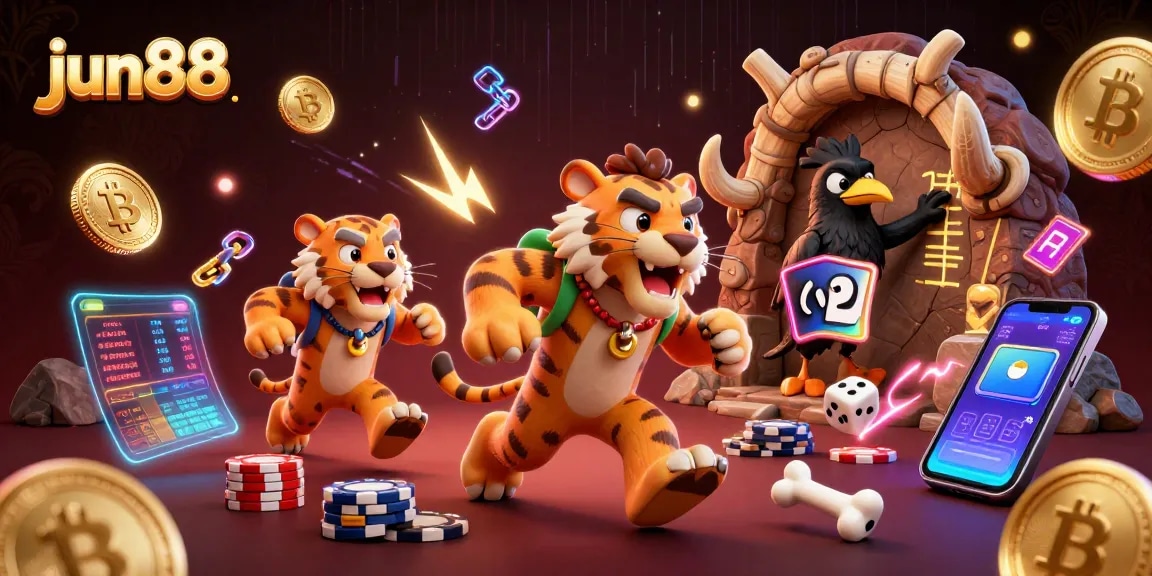 Experience the vibrant jun88 online casino world with lively 3D characters and dynamic gambling elements.