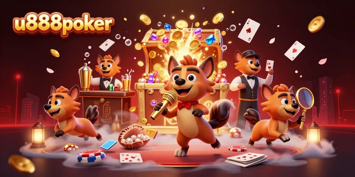 Experience the vibrant u888poker casino scene with hyenas as they entertain and engage in poker excitement.