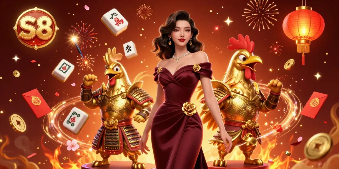 S8 offers breathtaking casino experiences, showcasing exciting gameplay with vibrant characters amidst fireworks and gold symbols.
