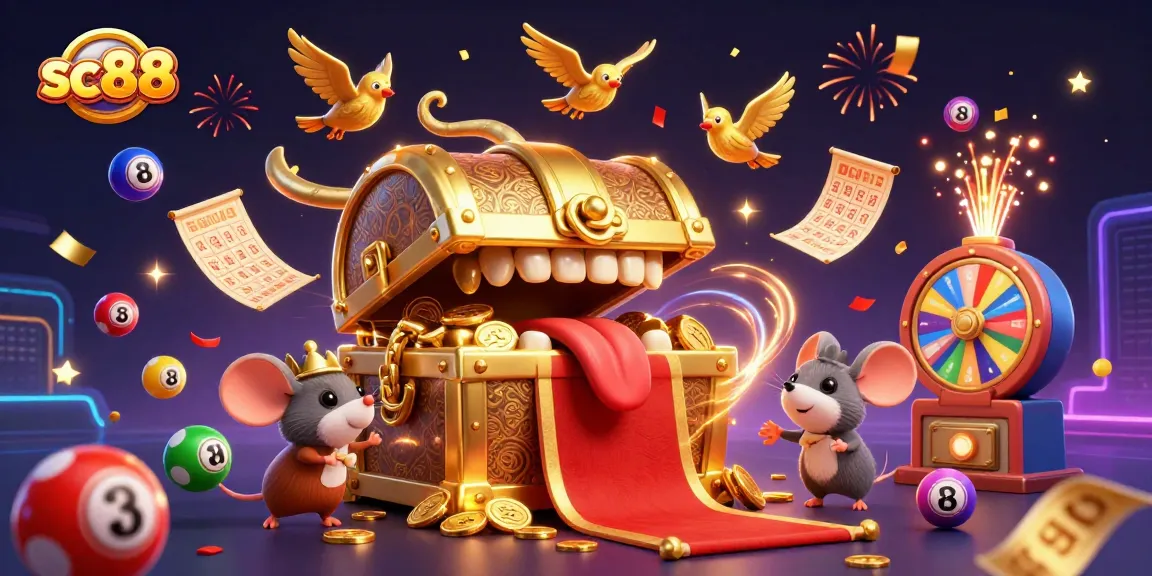 Experience the thrill of sc88 with golden treasure and dynamic lottery elements in this vibrant casino scene.