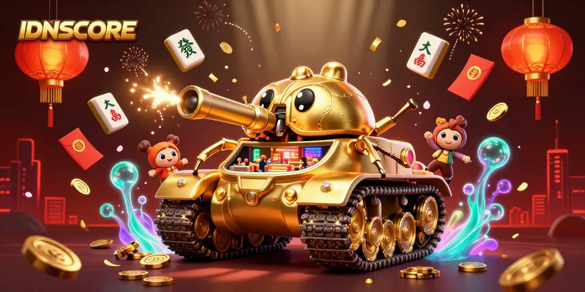 Experience the excitement of IDNSCORE with a vibrant 3D casino tank filled with games and fun.