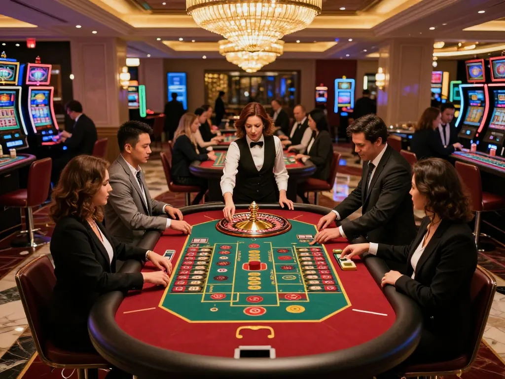 Players engaging in thrilling roulette at a luxury casino, showcasing the excitement of ALO8 gaming.