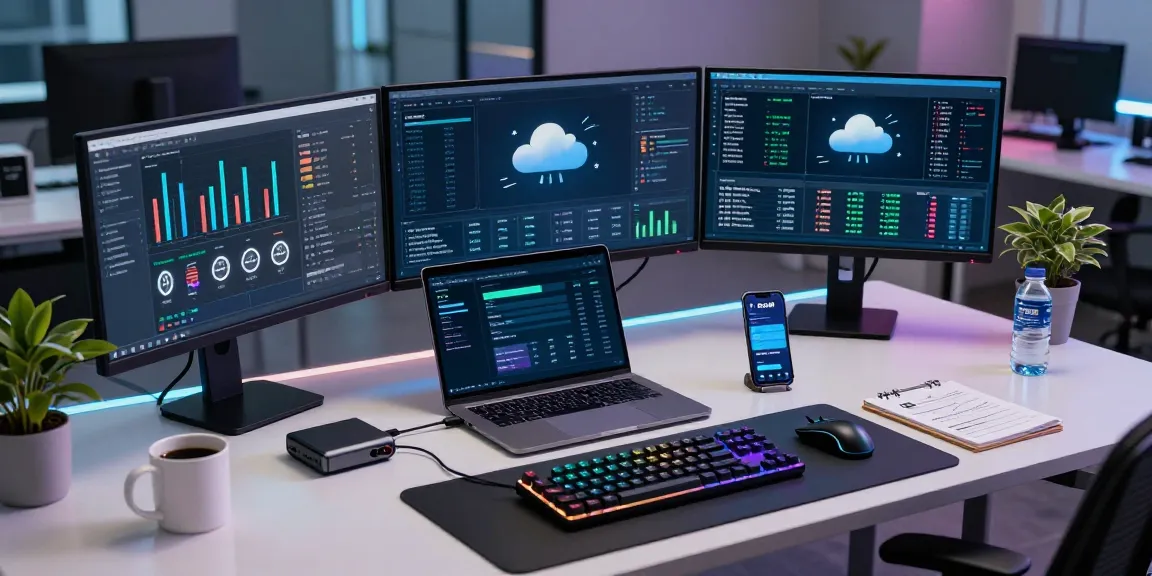 cloud mining company displayed on multiple monitors in a professional cryptocurrency workspace with hardware wallet integration