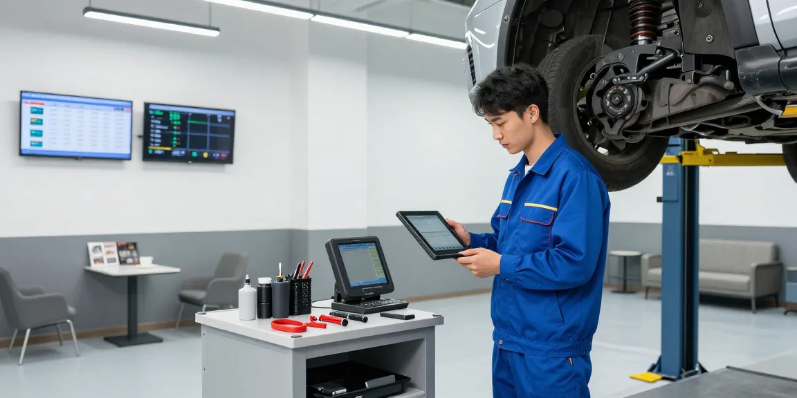 Expert car repair shop near me with a mechanic inspecting a vehicle, showcasing professional automotive services.