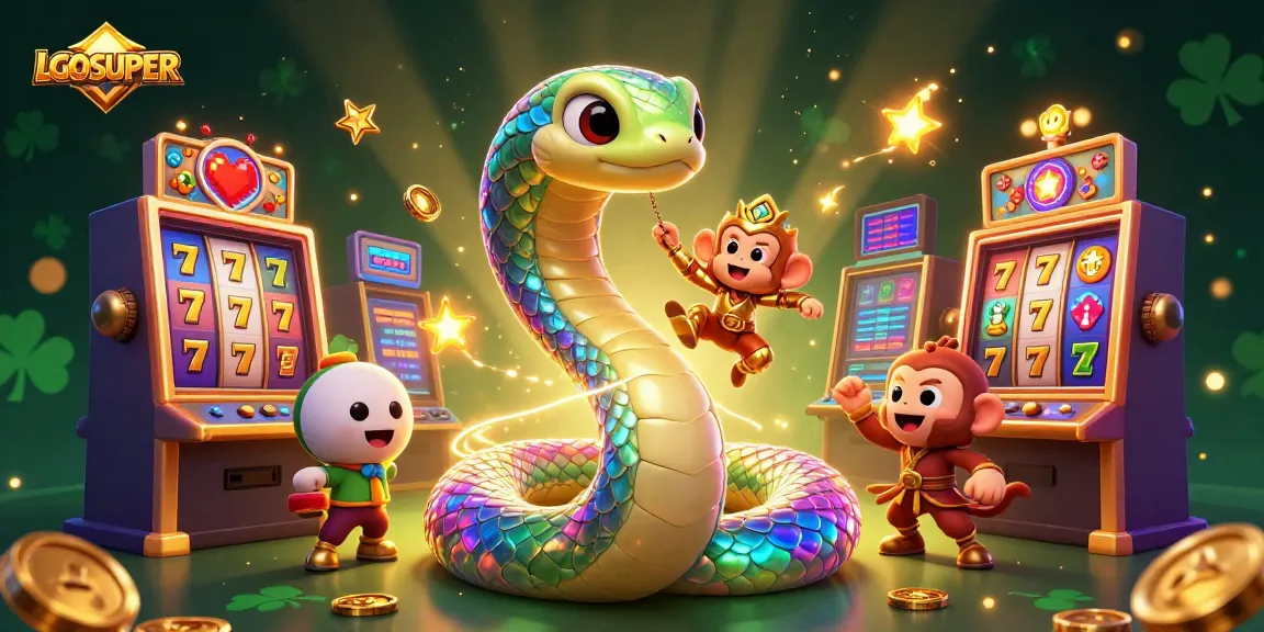 Spin the reels with LGOSUPER's dynamic casino illustration featuring lively characters and vibrant gaming elements.