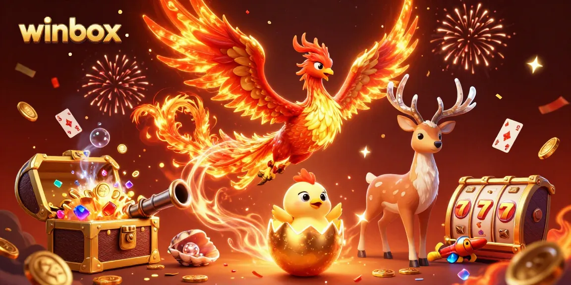 Winbox reveals a stunning scene of excitement with characters and slot elements, embracing thrilling gameplay.