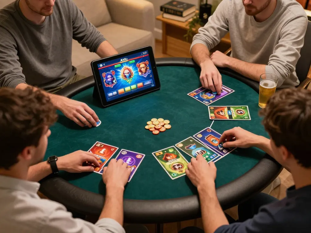 Engaged players experiencing kdslot games through a modern tablet at home, depicting a cozy gaming atmosphere.