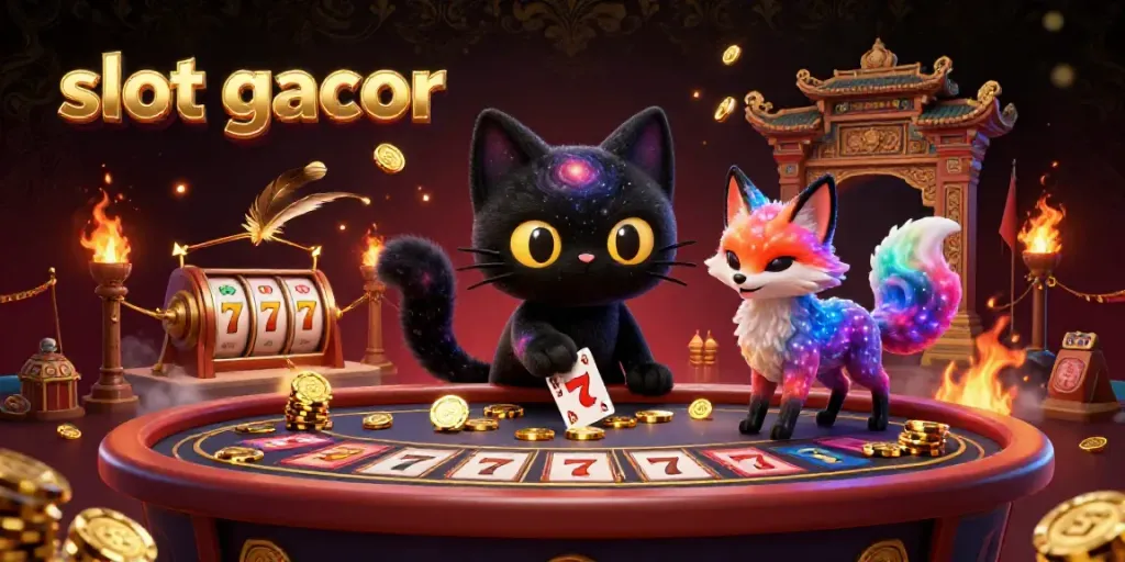 Experience thrilling slot gacor gameplay with cosmic characters at a vibrant casino table.