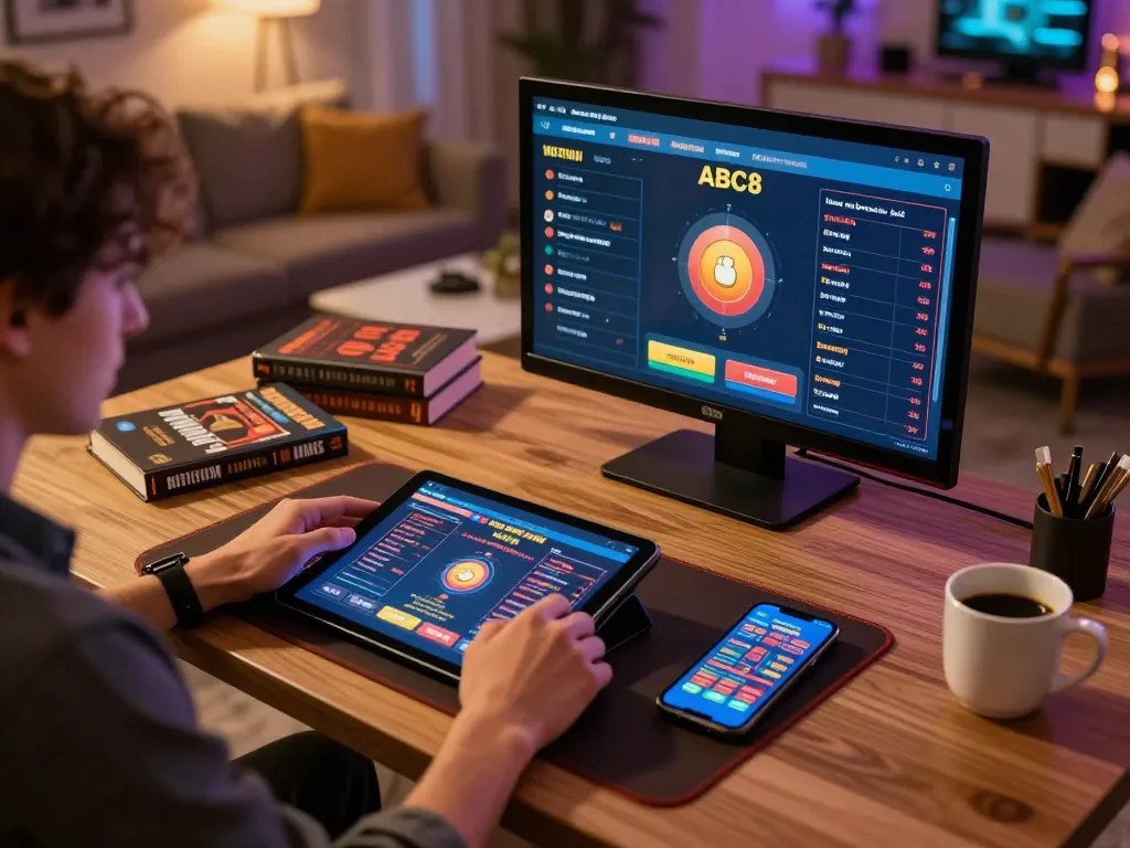 Player engaging with the abc8go online casino app on tablet, showcasing an immersive gaming experience.