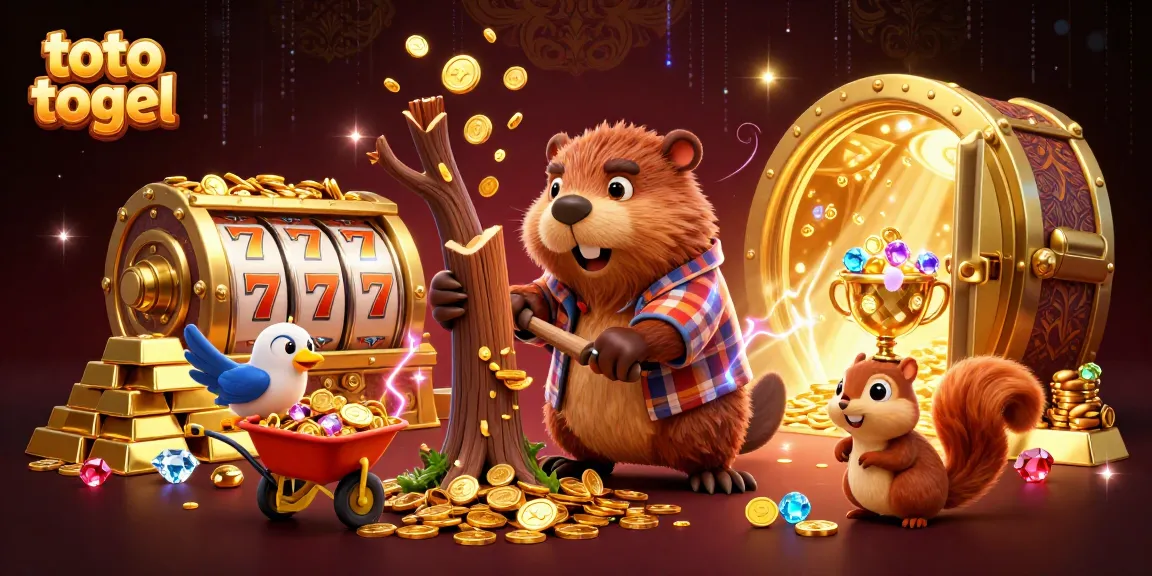 Engage in toto togel excitement with a lively scene of 3D animated characters collecting treasures.