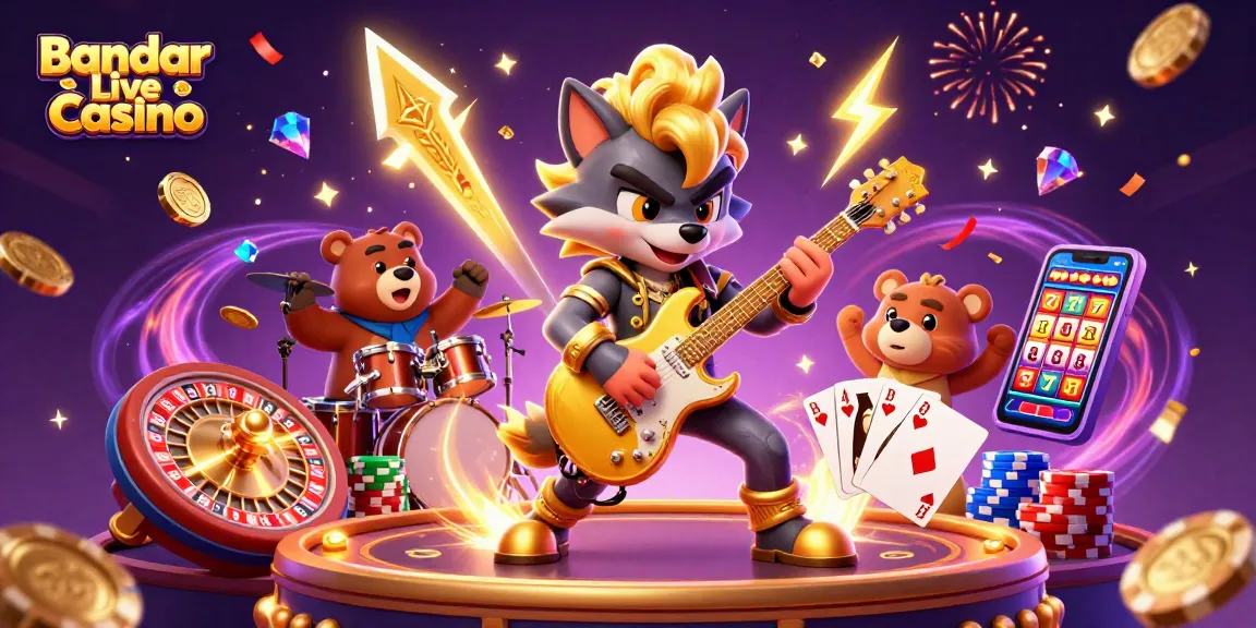 Experience thrilling action at Bandar Live Casino with a vibrant 3D gaming scene full of excitement.