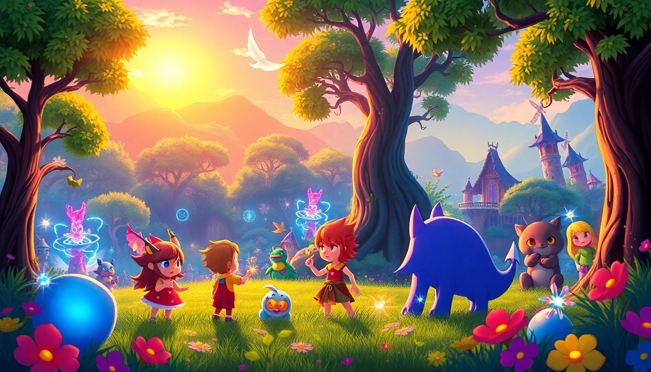 Engaging yono game scene with vibrant characters in a mystical landscape.