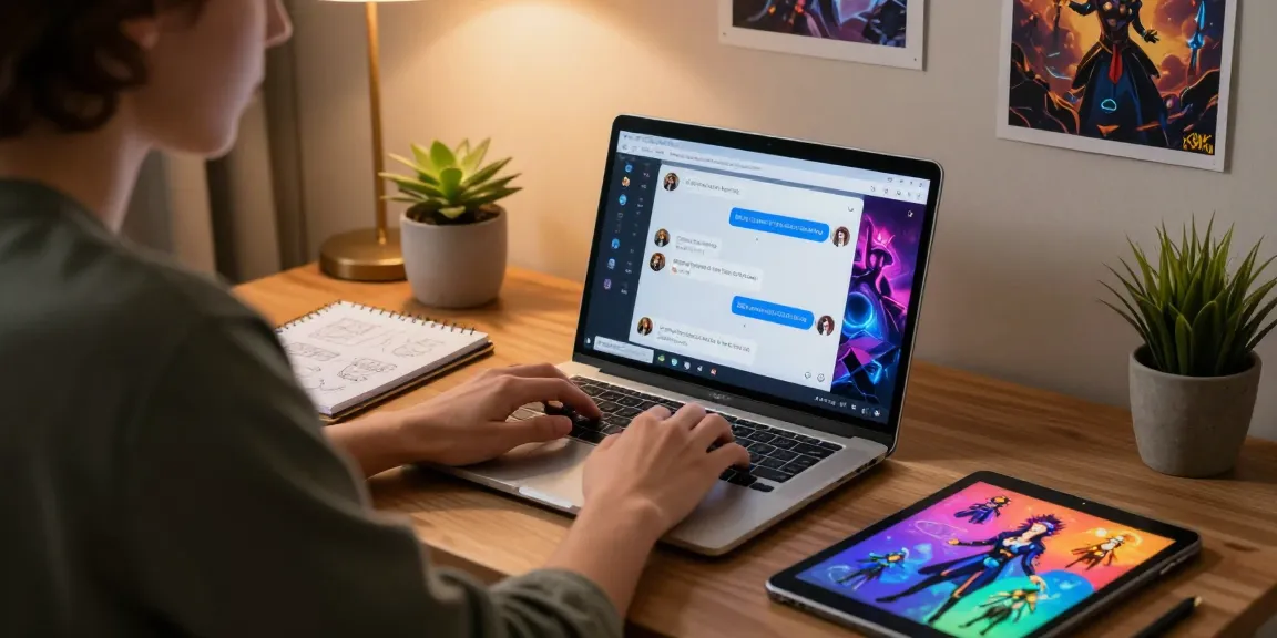 Engaging NSFW AI chat experience with vibrant character avatars in a cozy home office.