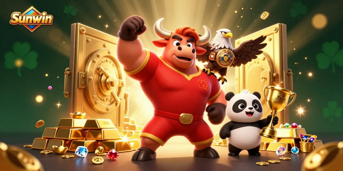 Experience thrilling gaming at Sunwin with prosperity-themed mascots and golden treasures