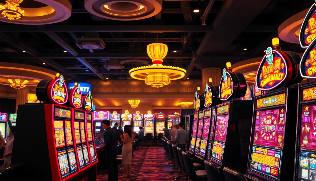 Kenangan4d bermain slot di kasino yang ramai dan penuh warna.