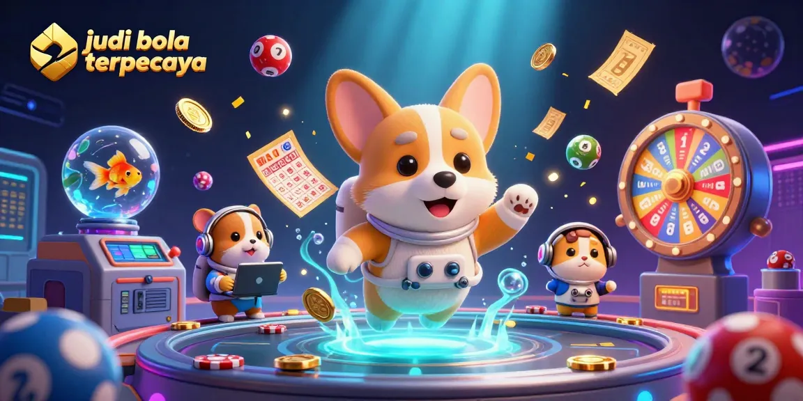 Bet on judi bola terpercaya in an exciting scene featuring a floating corgi astronaut in a casino.