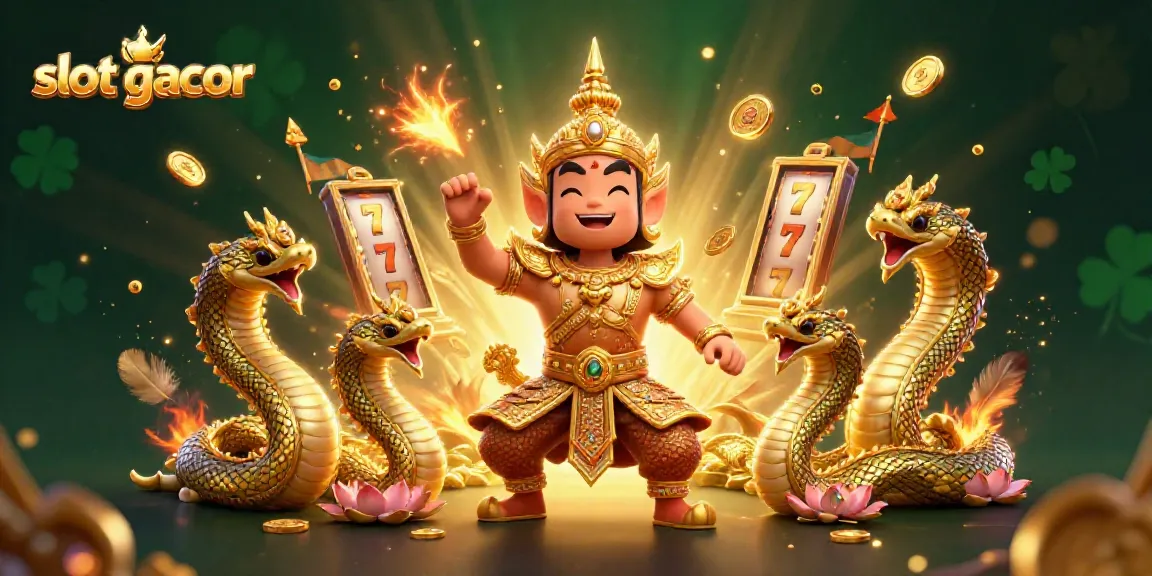 Experience thrilling slot gacor gameplay with guardians and golden treasures in this dynamic illustration.