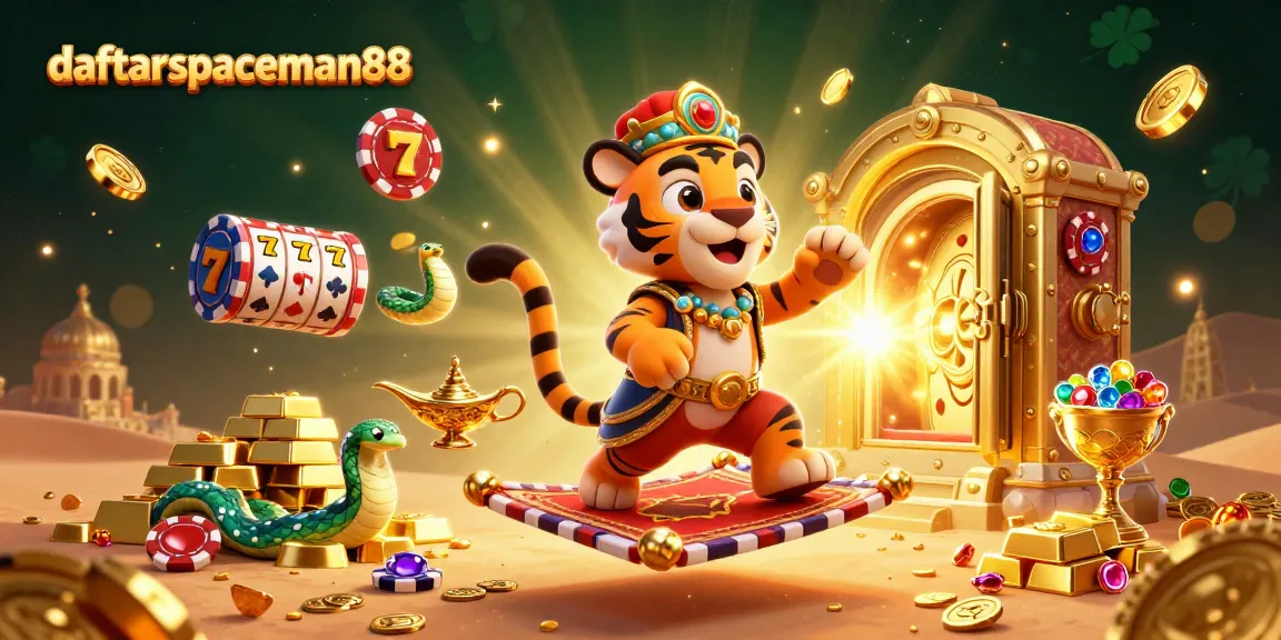 Spin to win with daftar spaceman88; witness a vibrant, 3D illustration of a tiger sultan on a winning streak!