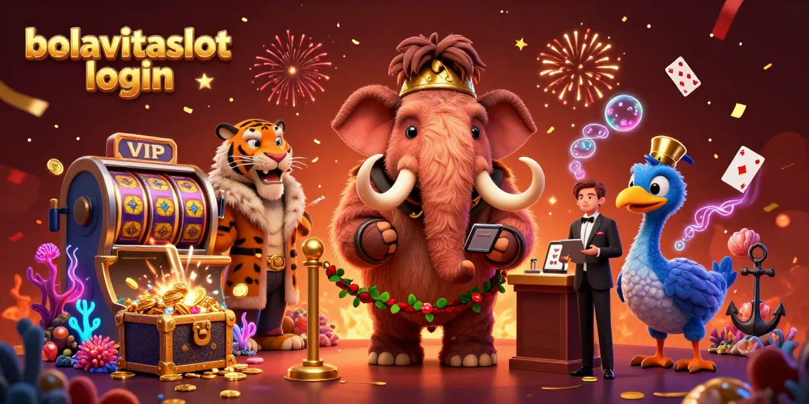 Win big with bolavitaslot login at the vibrant casino featuring cartoon characters and slot machines.