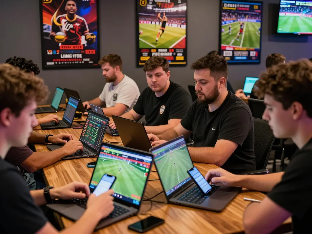 Individuals actively participating in 99exch betting with devices showing live sports odds.