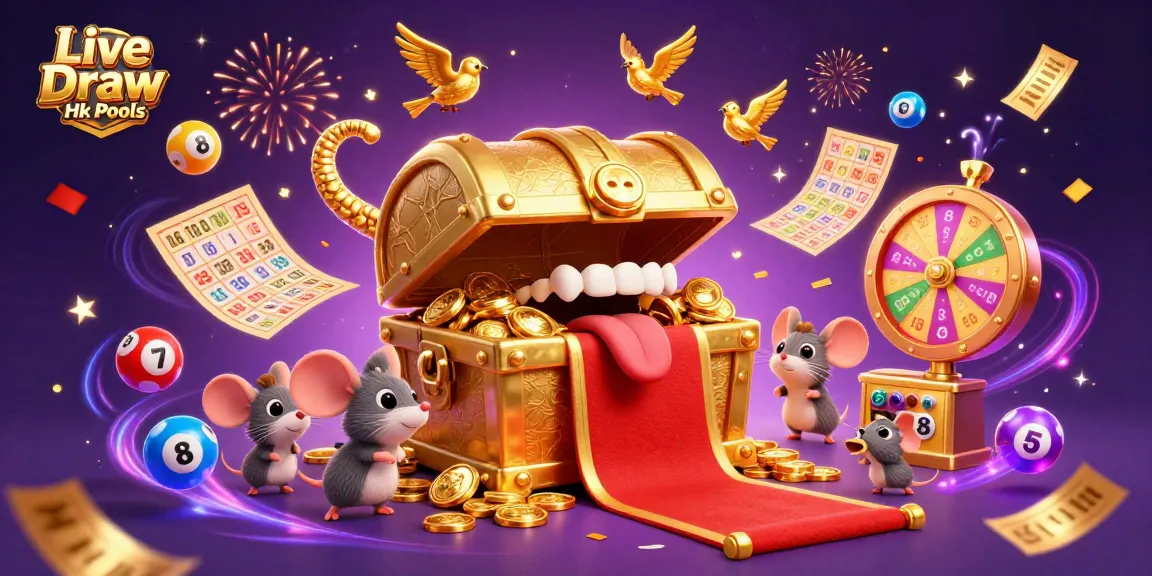 Experience Live Draw Hk Pools with colorful lottery elements and dynamic confetti illustration