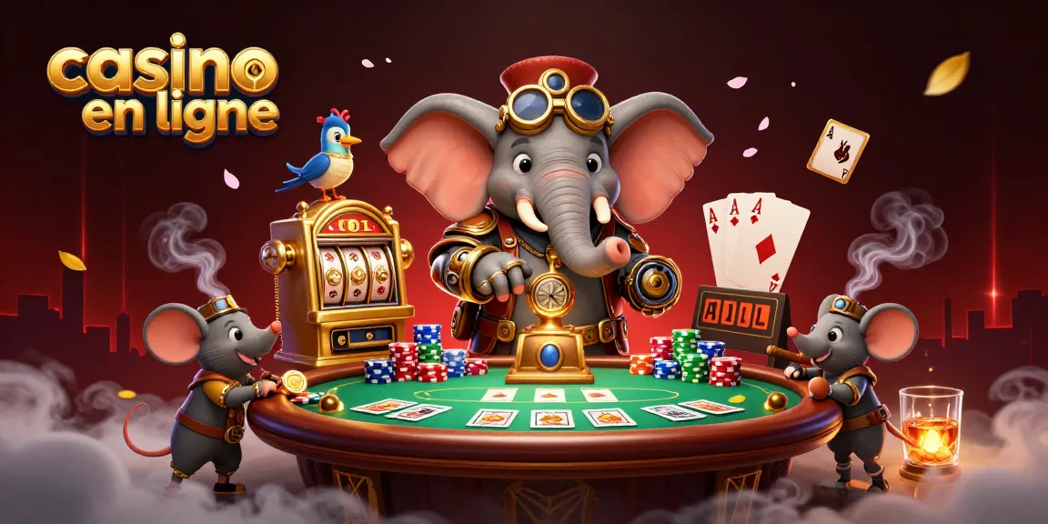Jouez à des jeux captivants de casino en ligne avec un éléphant ingénieur steampunk à la machine à sous.