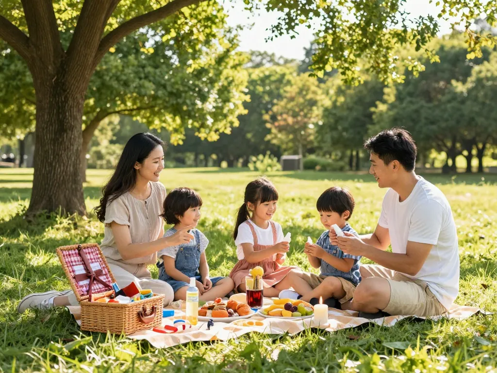 Family enjoying a picnic while using the Best Mosquito Repellent to stay safe.