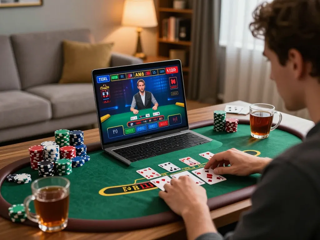 Player engaging in O8 blackjack game online, emphasizing a strategic and enjoyable gaming experience.