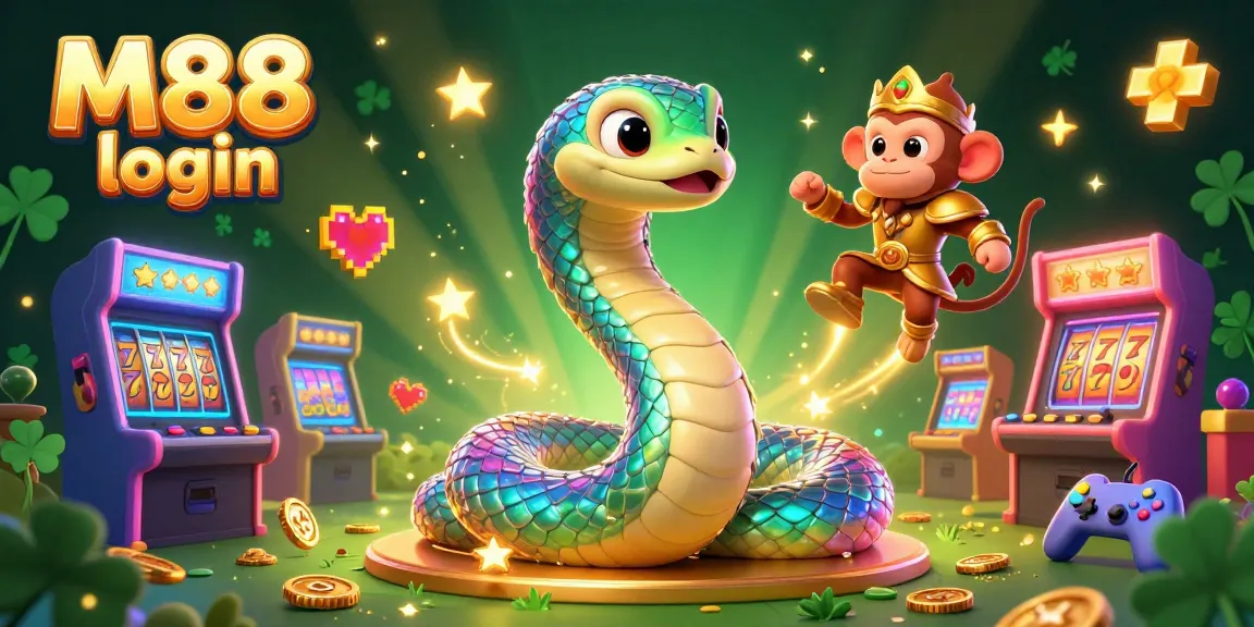 M88 login: Experience vibrant gameplay with a colorful scene of animated casino elements.