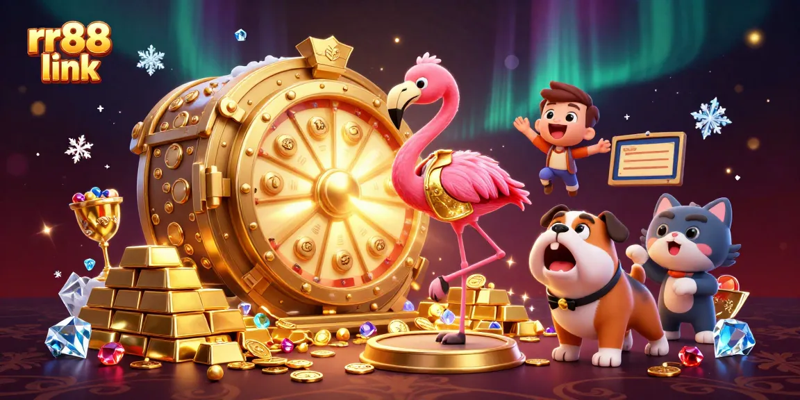 Spin the rr88 link prize wheel with excitement in this vibrant casino illustration.