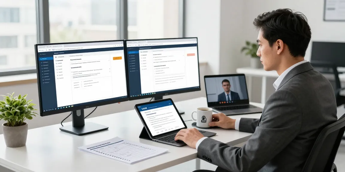 Consultant reviewing Cyber Essentials Plus cost certification requirements in modern office.
