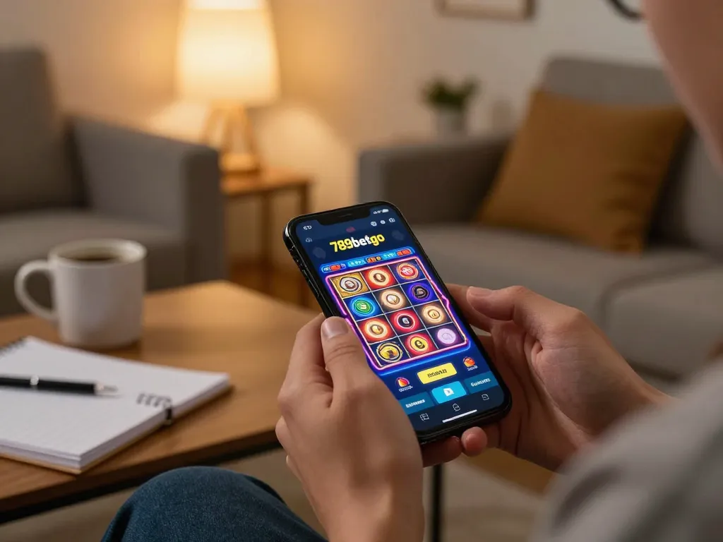 Playing at 789betgo on a smartphone, showcasing engaging online gaming environment with casino app