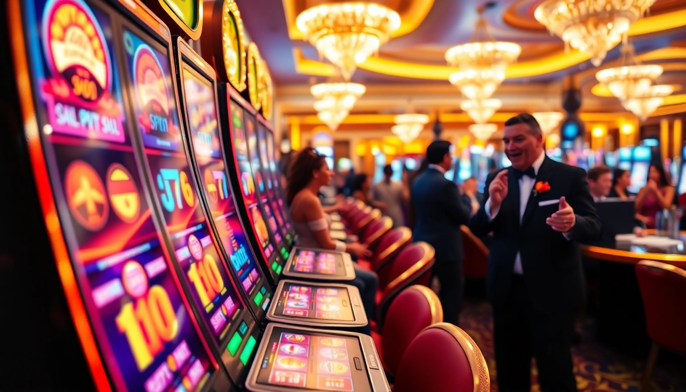 kenangan4d menunjukkan pemain kasino menikmati mesin slot yang menarik dengan suasana yang ceria.