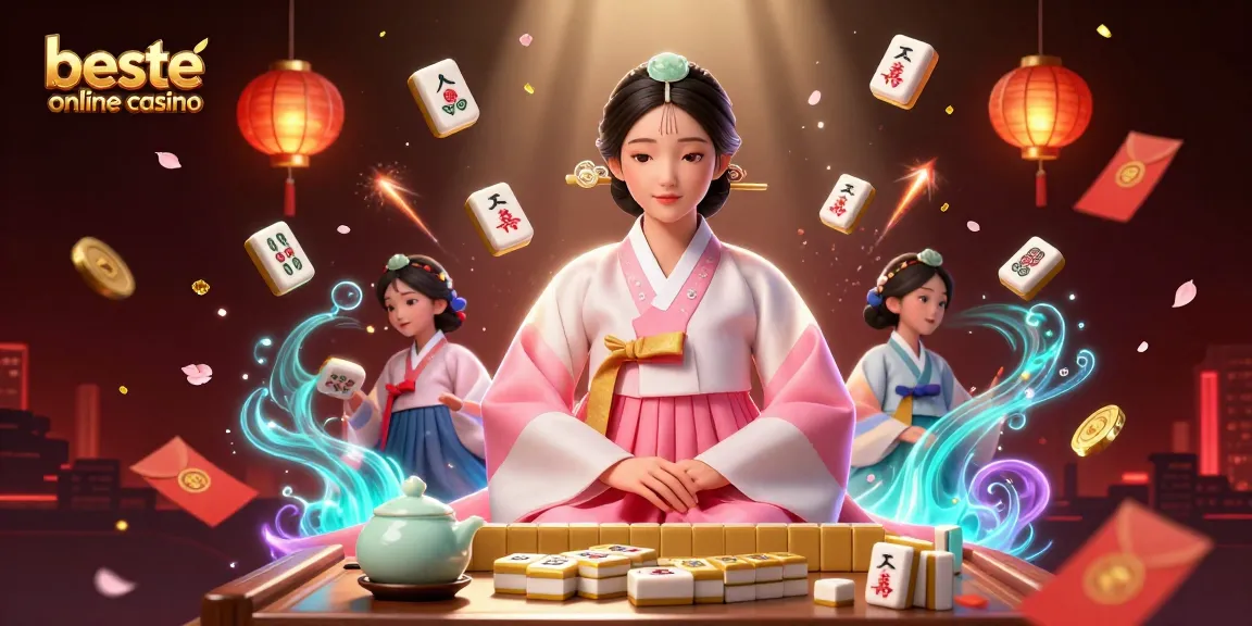 Experience the best online casino with vibrant 3D illustration of casino elements and serene characters.