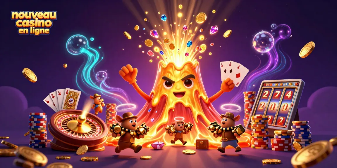 Jouer avec enthousiasme sur un nouveau casino en ligne où un volcan d'or émerge, entouré de richesses et d'animations magiques.