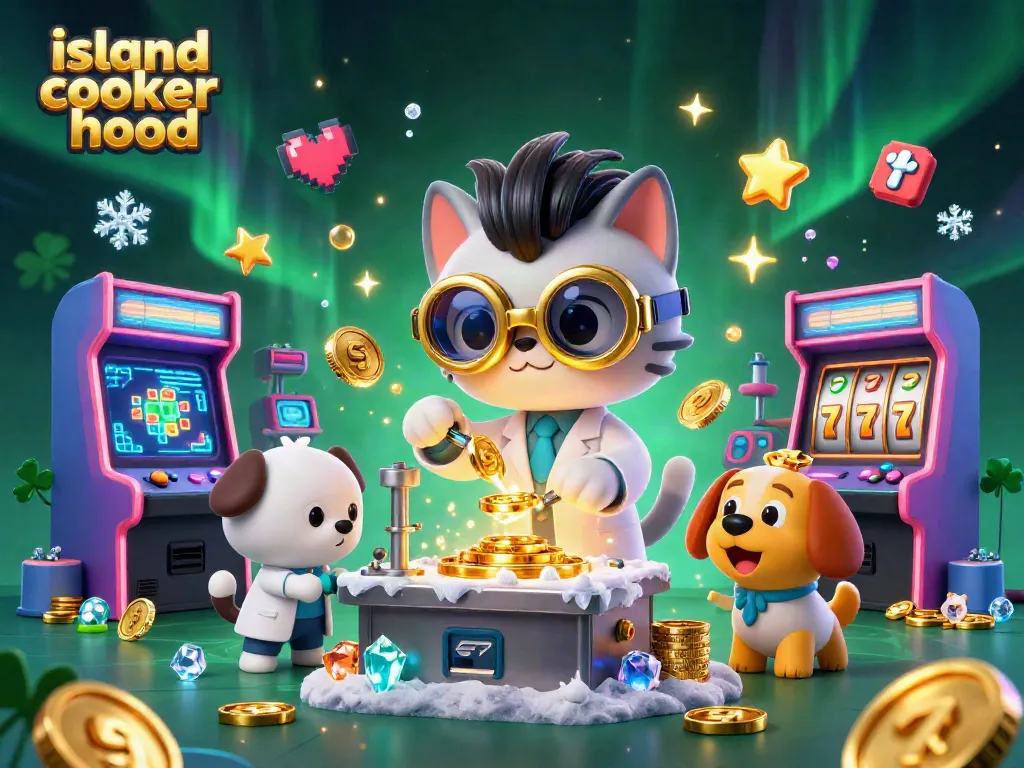 Engage with the island cooker hood's dynamic casino gameplay in an interactive, vibrant illustration.