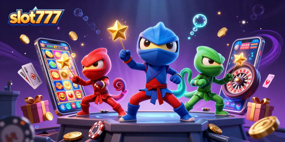 Experience thrilling gameplay with slot777 as chameleons engage in a dynamic casino scene.