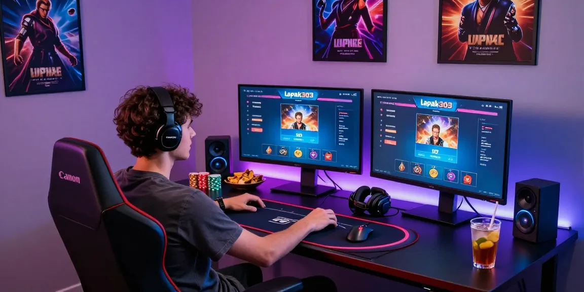 Pengguna lapak303 bermain poker online dengan antusias di ruang gaming modern yang nyaman.