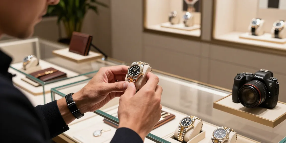 Explore luxurious Rolex super clone watches in an elegant boutique setting with detailed craftsmanship on display.