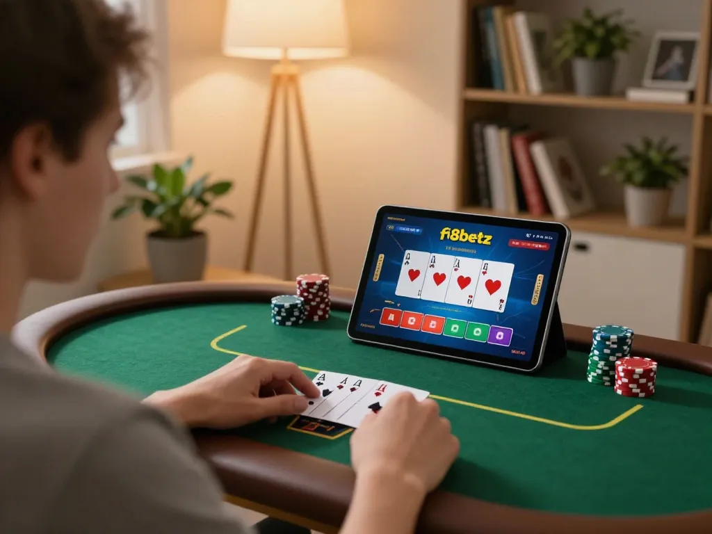 Enjoy playing poker online with f8betz on a cozy home tablet setup.