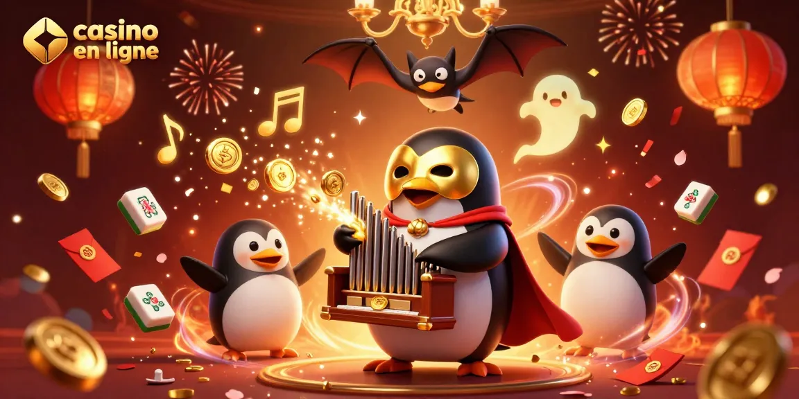 Jouer à un casino en ligne avec des symboles de jeu et de la musique festive en arrière-plan