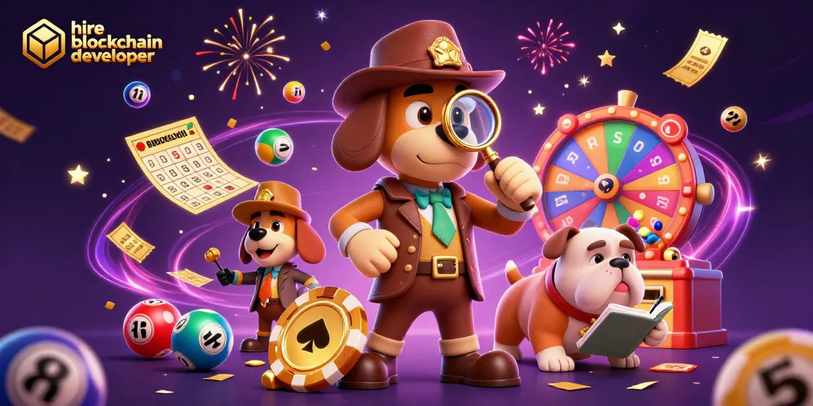 Engage with the dynamic scene to hire blockchain developer amidst colorful gambling elements.